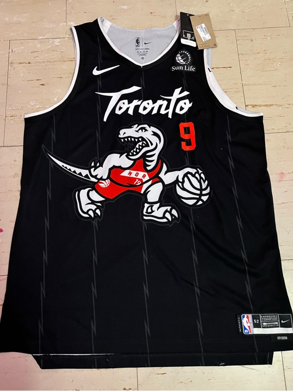 Nike Toronto Raptors Black and Red #9 Basketball Jersey